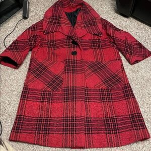 Vibtage 40s/50s oversized collar red purple black Plaid Women's wool Coat